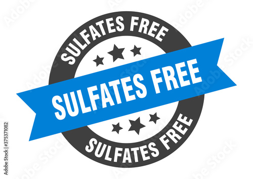sulfates free sign. round ribbon sticker. isolated tag
