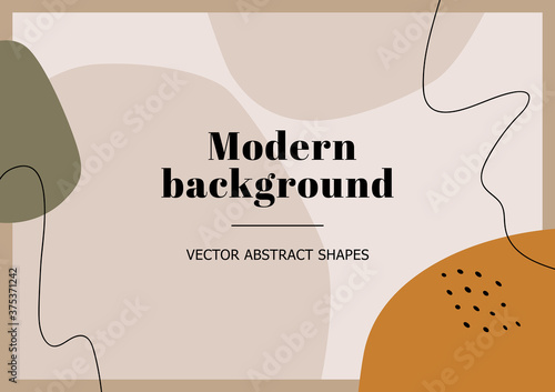 Fashion stylish templates with organic abstract shapes and line in nude pastel colors. Neutral background in minimalist style. Contemporary vector Illustration
