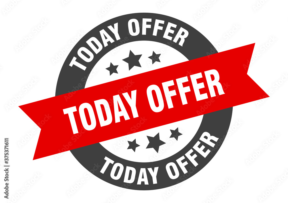 Fototapeta premium today offer sign. round ribbon sticker. isolated tag