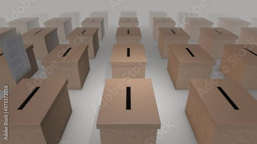 Flyover of ballot boxes with votes being cast via mail-in voting