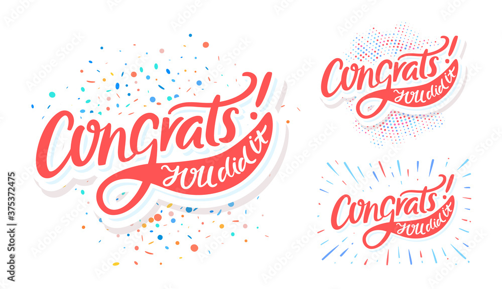 © Alex Gorka - Congrats, you did It. Greeting banners set. Vector lettering.