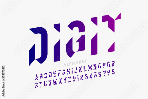 Technology style font design, alphabet and numbers