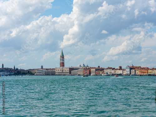 Venice and the lagoon with canals, boats and gondolas