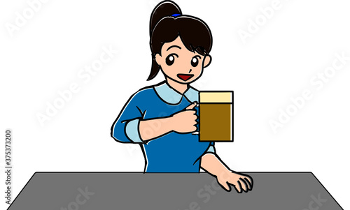 ビールを飲む女性　私服　女性