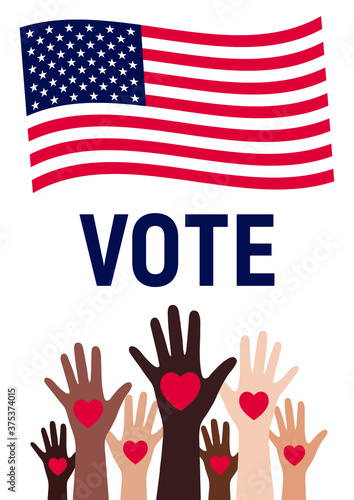 Vote US poster. US Presidential election. Black lives matter vote. Vertical banner. Vector. 