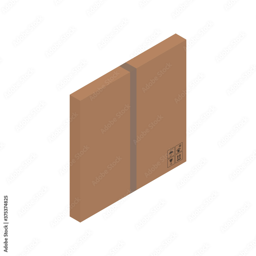 Cardboard brown box, crate box 3d, isometric box. Cardboard brown box, crate box 3d, isometric box.