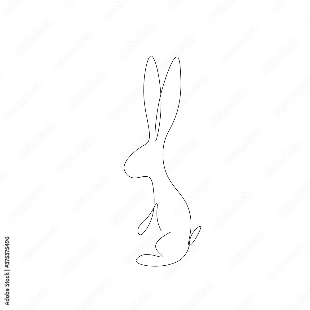Easter bunny animal line drawing. Vector illustration Easter bunny animal line drawing. Vector illustration