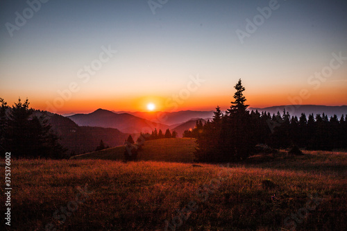 Amazing beautiful colorful sunset in the mountains  mountains nature  sunset