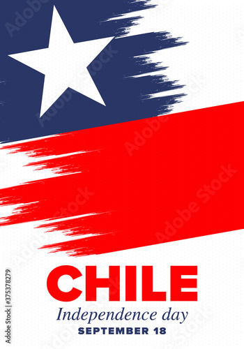 Chile Independence Day. Happy national holiday Fiestas Patrias. Freedom day. Celebrate annual in September 18. Chile flag. Patriotic chilean design. Poster, card, banner, template, background. Vector