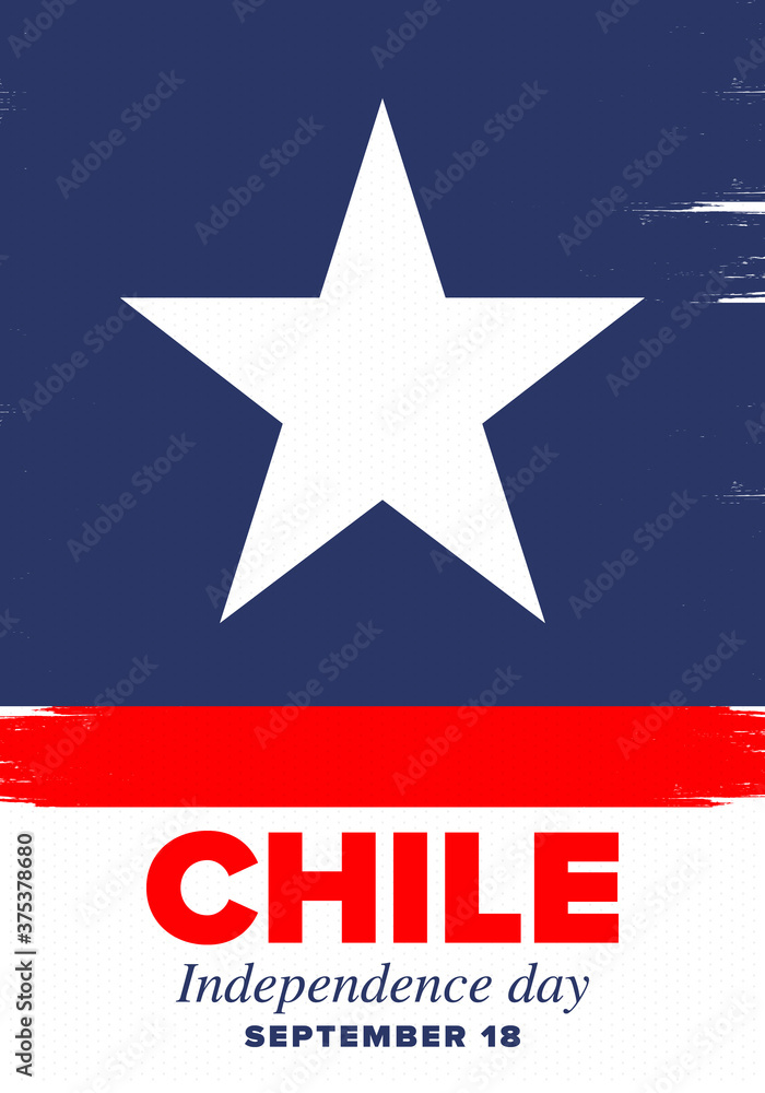 Chile Independence Day. Happy national holiday Fiestas Patrias. Freedom day. Celebrate annual in September 18. Chile flag. Patriotic chilean design. Poster, card, banner, template, background. Vector