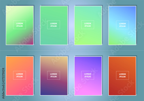 Modern cover template design. Set of trendy colorful gradient vector illustrations. Background for flyer, social media post, screen, mobile app, wallpaper