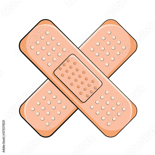 Adhesive bandage elastic medical plasters. First Aid Band Plaster Vector illustration. Adhesive plaster isolated vector illustration