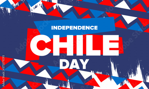 Chile Independence Day. Happy national holiday Fiestas Patrias. Freedom day. Celebrate annual in September 18. Chile flag. Patriotic chilean design. Poster, card, banner, template, background. Vector