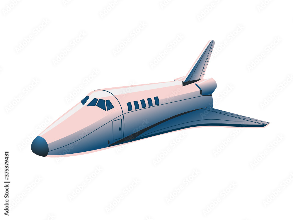 Spacecraft 3D illustration isolated on a white background. Horizontal.