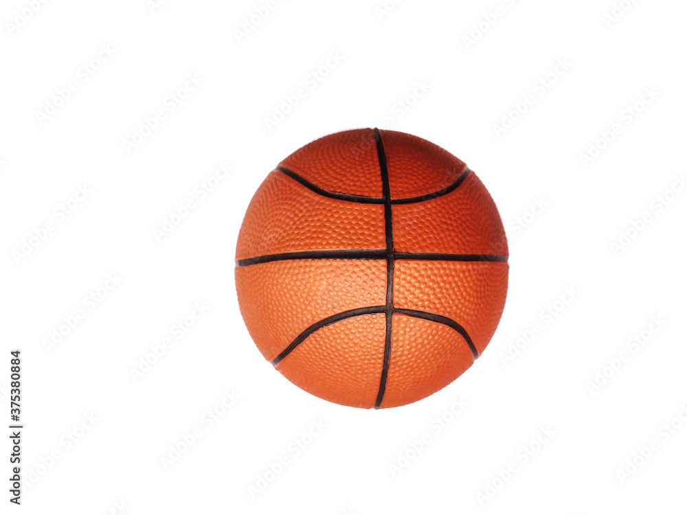 Basketball isolated on a white background as a sports and fitness symbol of a team leisure activity playing with a leather ball dribbling and passing in competition tournaments