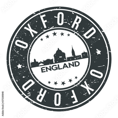 Oxford England Round Stamp Icon Skyline City Design Badge Rubber.