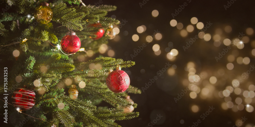 Christmas and New Year holidays background with christmas tree