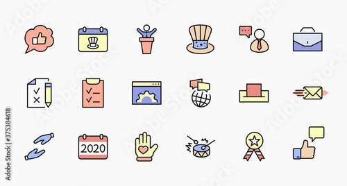 International Presidents Day Set Line Vector Icons. Contains such Icons as Hat, President, Voting, USA, Flag, Elections, Government, Ballot, Box, Check, Politics and more Editable Stroke 32x32 Pixels