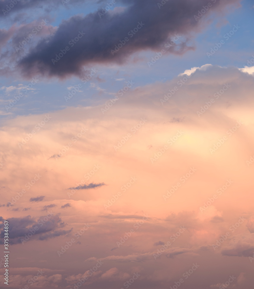 sunset sky with large clouds