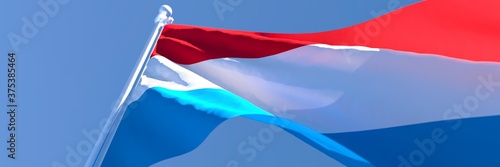 3D rendering of the national flag of Netherlands waving in the wind