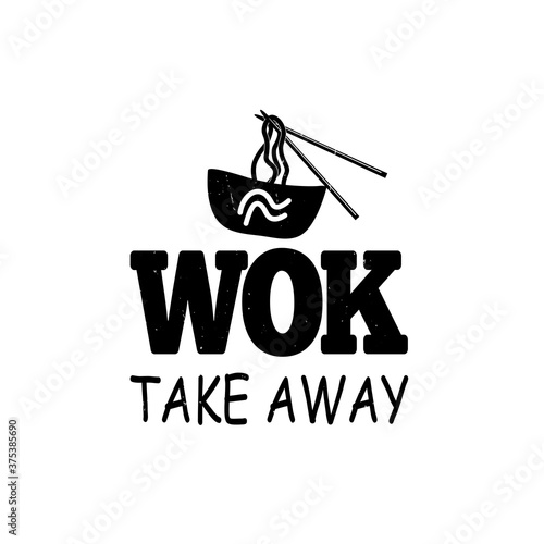 wok chinese food logo set