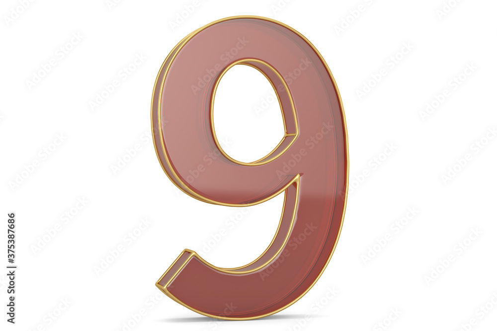 Golden frame numeral Isolated On White Background, 3D render. 3D illustration. Golden frame numeral Isolated On White Background, 3D render. 3D illustration.