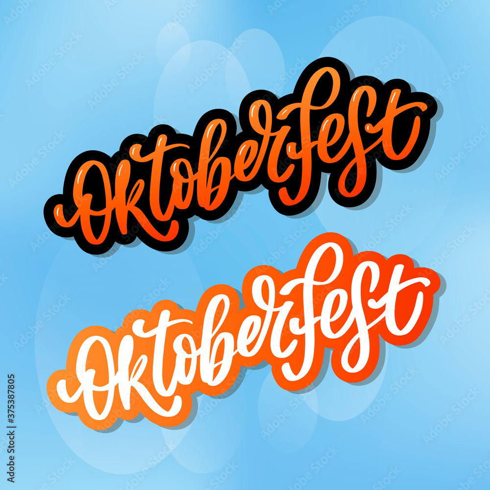 Fototapeta Oktoberfest celebration background. Happy Oktoberfest in German Lettering typography. Beer festival decoration badge icon.