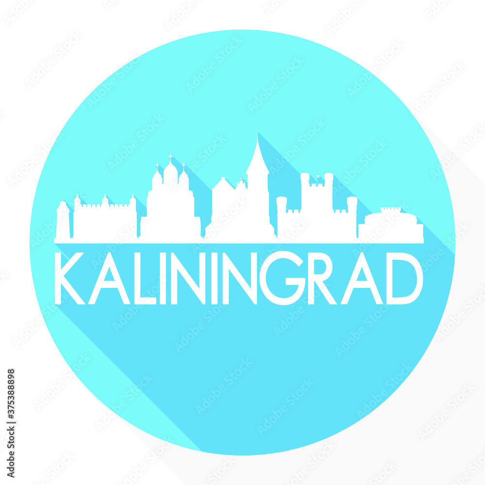 Kaliningrad Oblast, Russia Flat Icon. Skyline Silhouette Design. City Vector Art Famous Buildings.