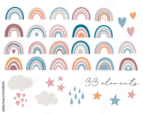 Baby Rainbow vector illustrations, trendy boho rainbows