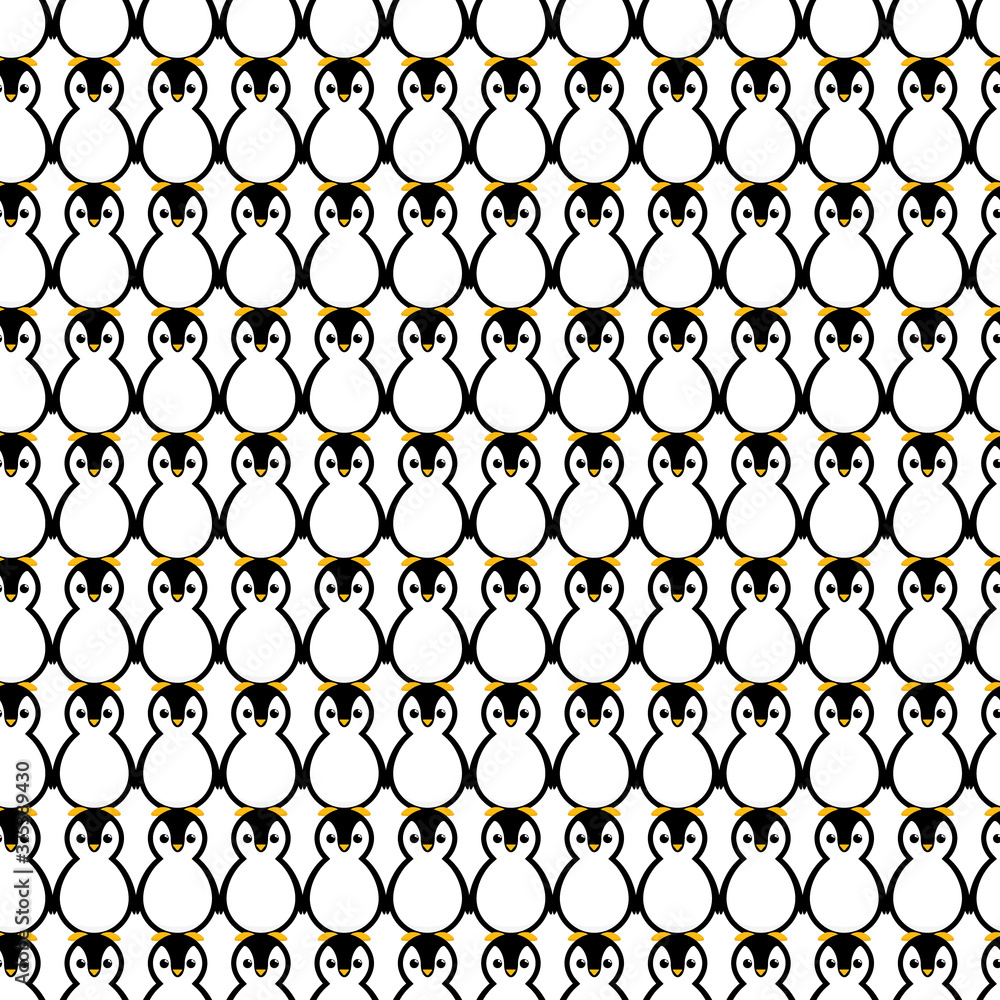 Fototapeta premium Penguins seamless pattern vector illustration on white background