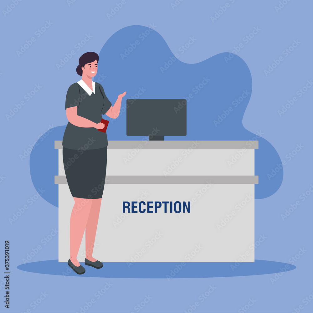 smiling aircraft stewardess dressed with uniform in reception attention vector illustration design smiling aircraft stewardess dressed with uniform in reception attention vector illustration design