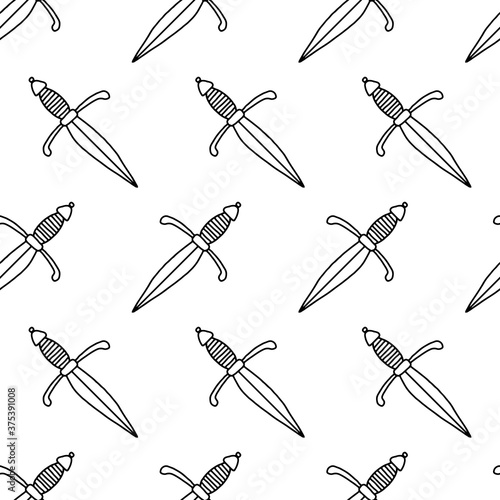 Seamless vector pattern with hand drawn sword