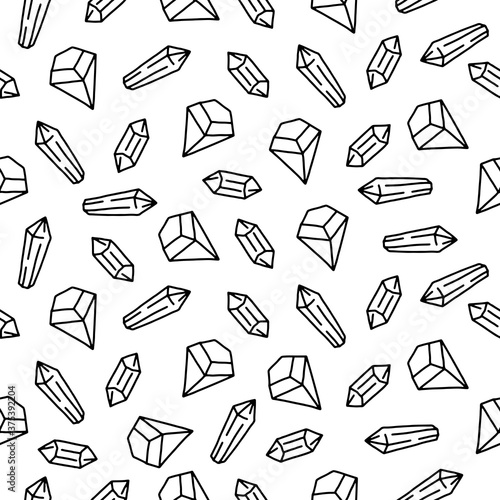 Seamless vector pattern with hand drawn crystals. Diamond doodles.