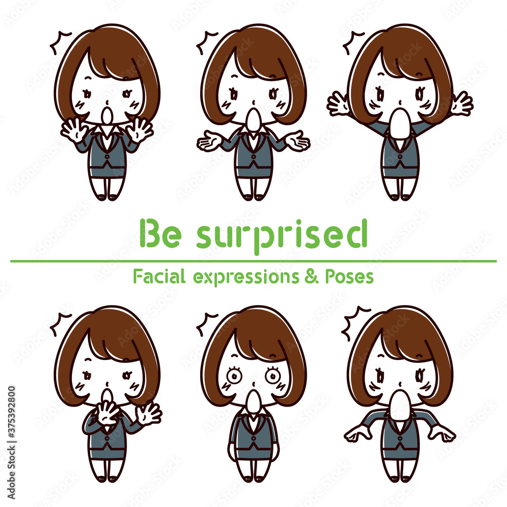 Facial expressions & Poses set / Be surprised / Woman in suit Facial expressions & Poses set / Be surprised / Woman in suit