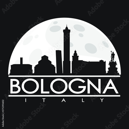 Bologna Italy Skyline City Flat Silhouette Design Background.