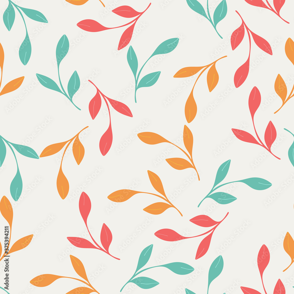 Seamless pattern, leaves. Autumn leaves. Vector isolated on white background.