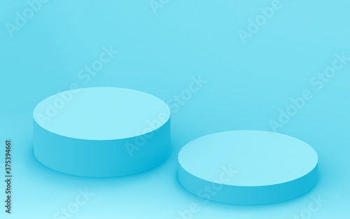 3d blue cylinder podium minimal studio background. Abstract 3d geometric shape object illustration render. Display for medicine product...