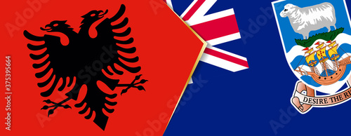 Albania and Falkland Islands flags, two vector flags.
