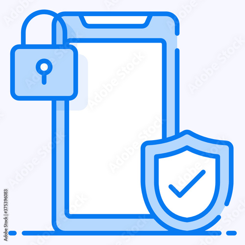 
Shield with mobile phone, cell protection in icon
