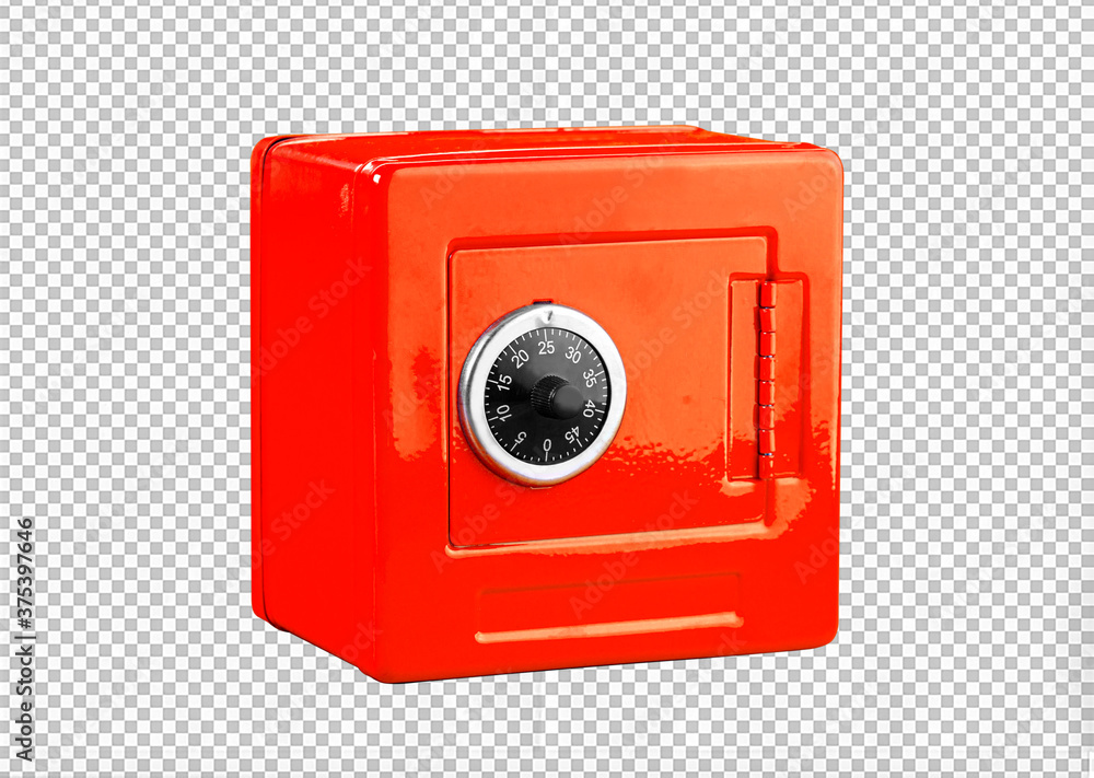 Red safe deposit box on a white Red safe deposit box on a white