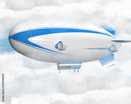3d Luftschiff  Zeppelin in den Wolken