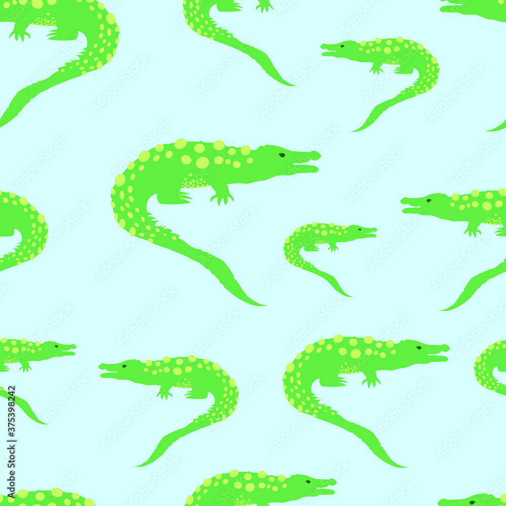 Obraz premium vector illustration of a crocodile repeat pattern