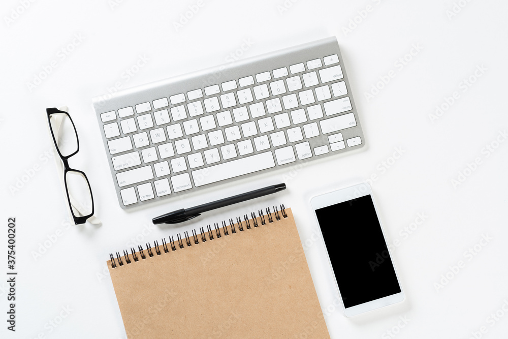 Still life of modern office workspace with gadgets