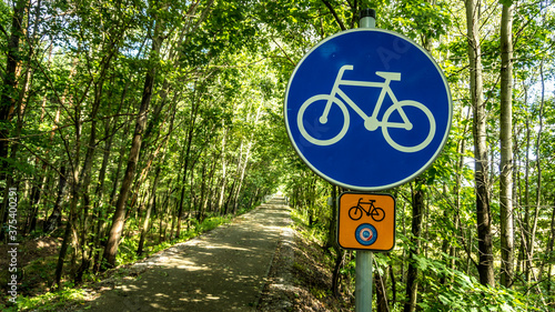 Znak, droga tylko dla rowerów, Żelazny Szlak rowerowy photo