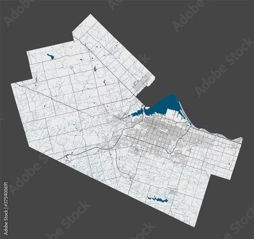Detailed map of Hamilton city, Cityscape. Royalty free vector illustration.