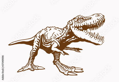 Graphical vintage illustration of tyrannosaurus for printing and design.Vector dinosaur © Vita