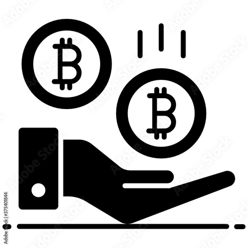 
Hand holding cryptocurrency, bitcoin loan in modern editable style 
