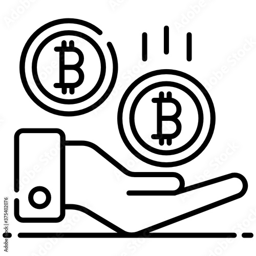 
Hand holding cryptocurrency, bitcoin loan in modern editable style 
