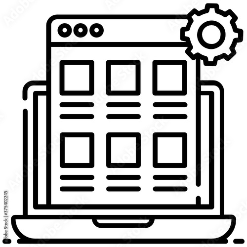 
Gear with webpage, digital asset management in trendy style 
