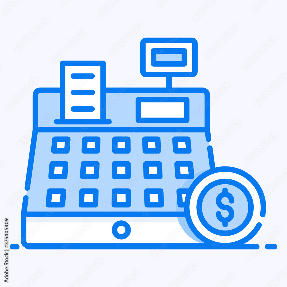 A mechanical or technical till to pay via card, concept of cash register flat icon
A mechanical or technical till to pay via card, concept of cash register flat icon